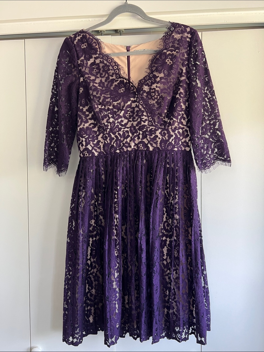 Eliza J Deep Purple Lace Long Sleeve Dress